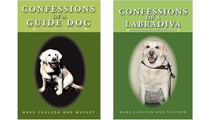 book covers of both 'Confessions of a Guide Dog' and 'Confessions of a Labradiva'